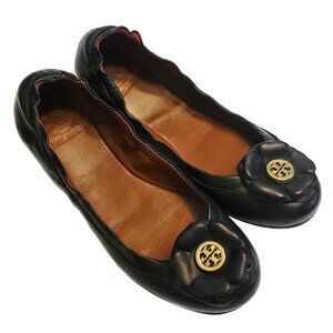 Tory Burch Shelby Flower Leather Flats